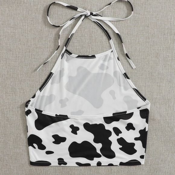 SHEIN +curve Cow Print Halter Top - Picture 2 of 5